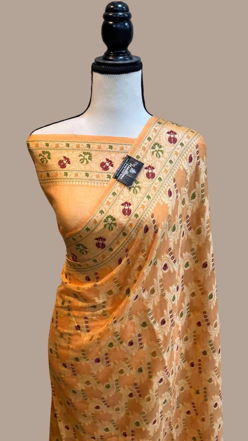 Pure Chiffon Khaddi Banarasi Saree - The Handlooms