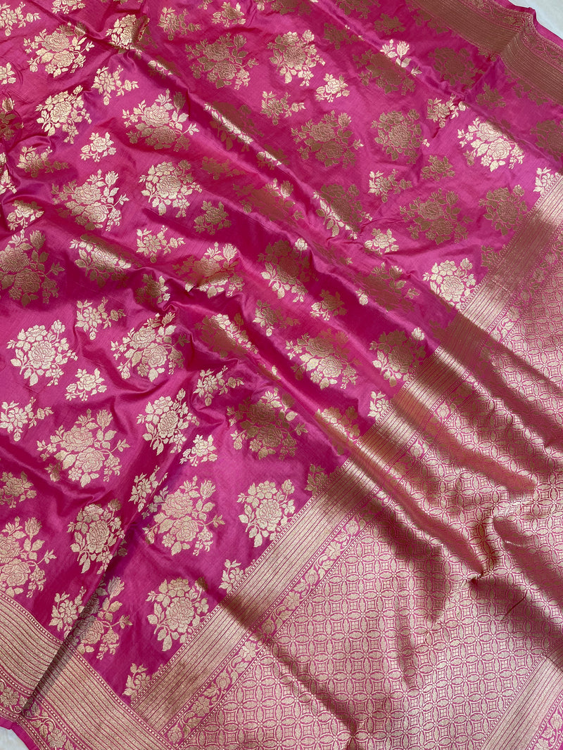 Pure Katan Silk Banarasi Handloom Saree - All over Jaal work - The Handlooms