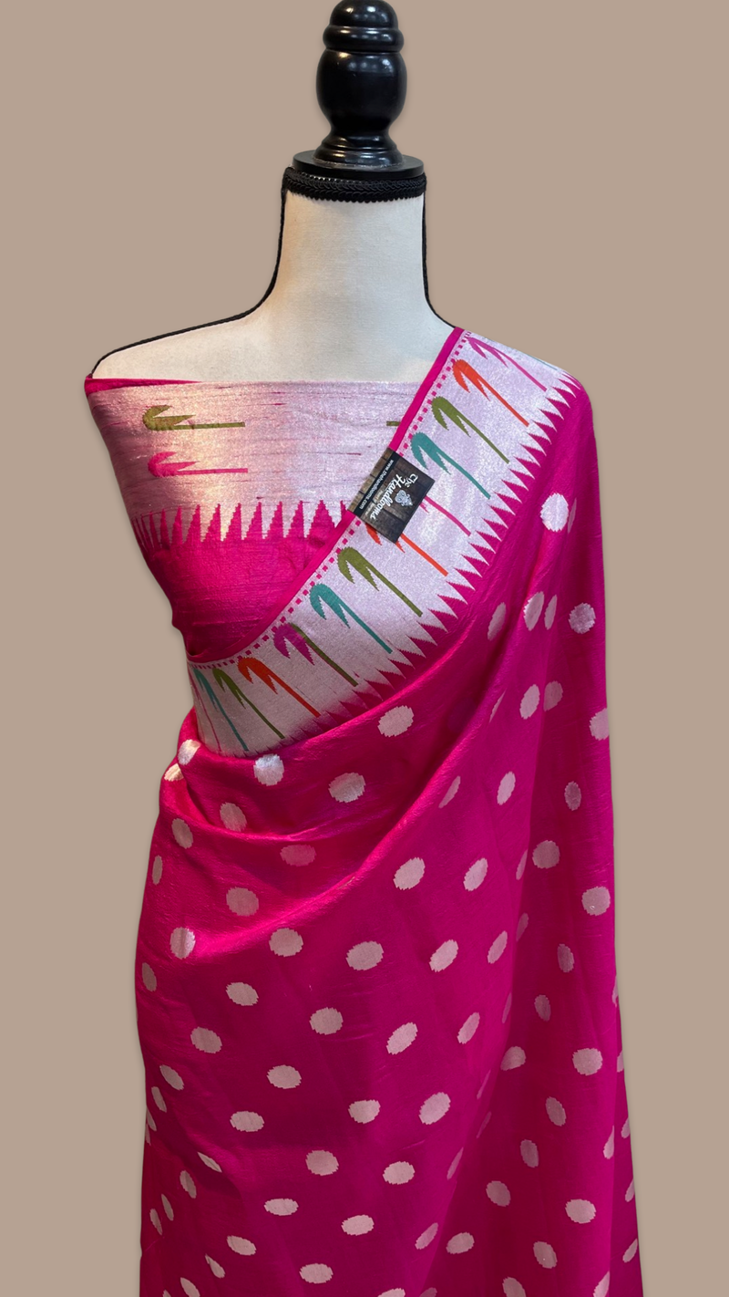 Tussar Georgette Handloom Banarasi Saree - All over meenakari - The Handlooms