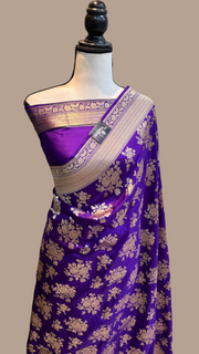 Pure Katan Silk Banarasi Handloom Saree - All over jaal work - The Handlooms