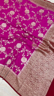 Pure Khaddi Georgette Dupatta - water zari - The Handlooms