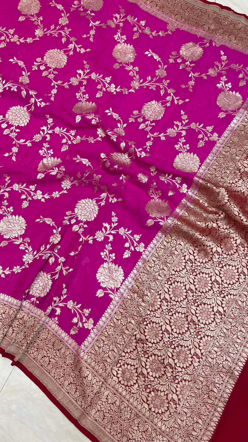 Pure Khaddi Georgette Dupatta - water zari - The Handlooms