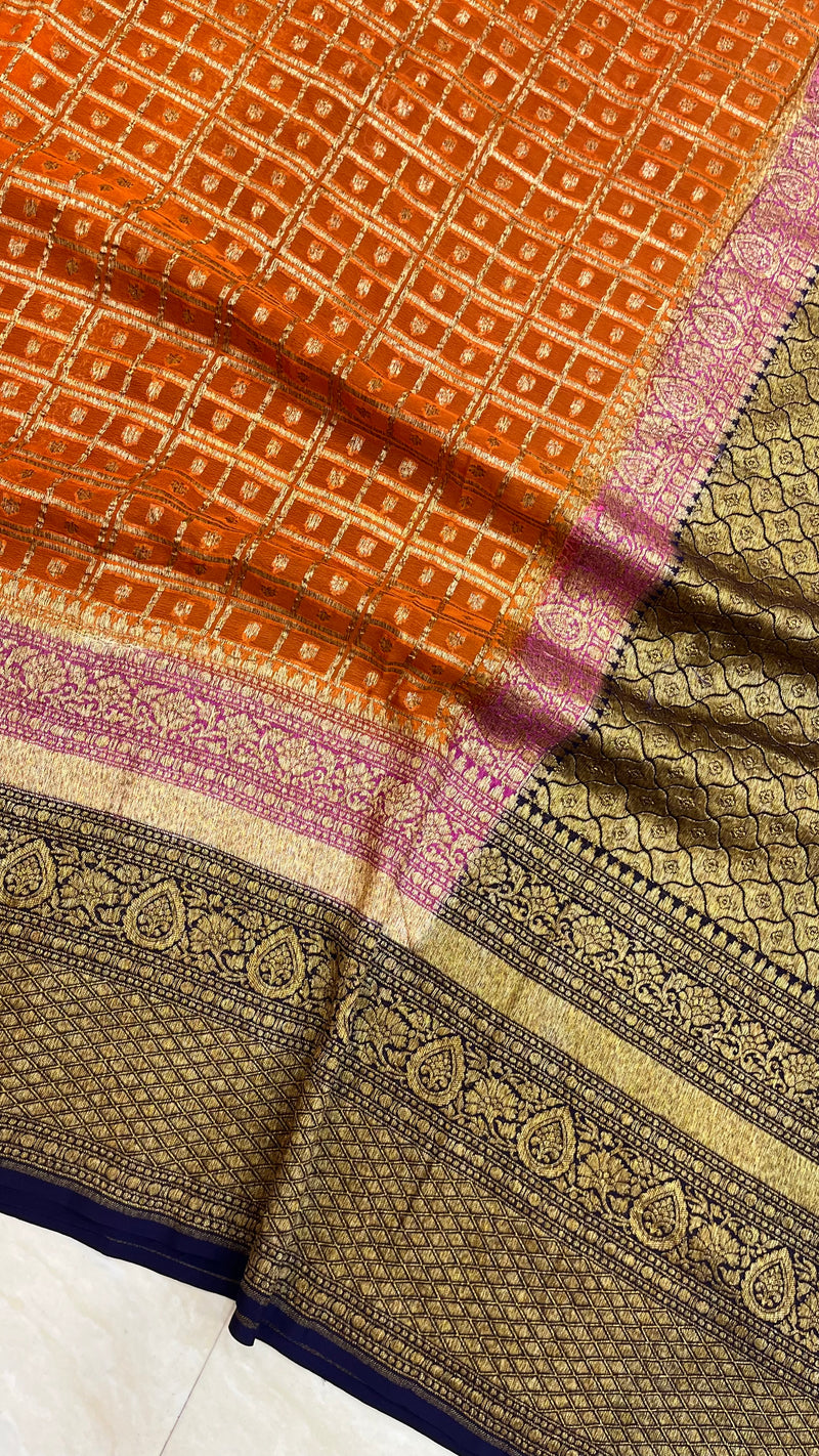 Khaddi Georgette Banarasi Saree -  Antique zari - The Handlooms