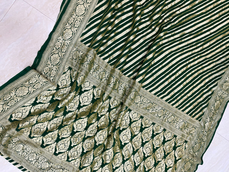 Khaddi Georgette Banarasi Saree -  Gold zari - The Handlooms