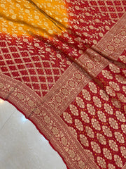 Pure Georgette Banarasi Bandhej Handloom Saree - The Handlooms