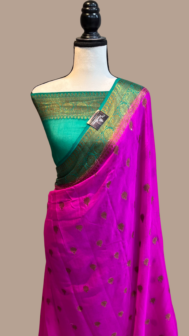Pure Chiffon Khaddi Banarasi Saree - The Handlooms