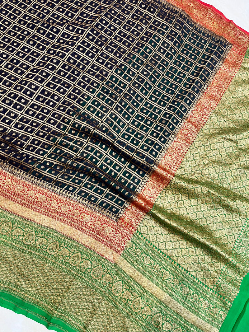 Khaddi Georgette Banarasi Saree -  Antique zari - The Handlooms