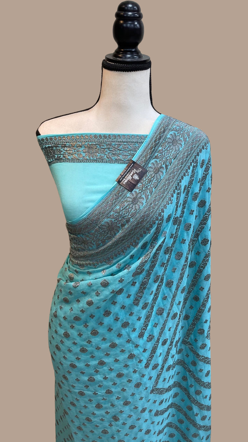 Khaddi Georgette Banarasi Saree -  Antique zari - The Handlooms