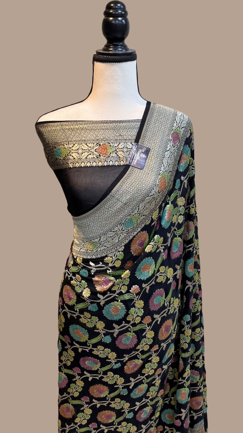 Khaddi Georgette Banarasi Saree - water zari - The Handlooms