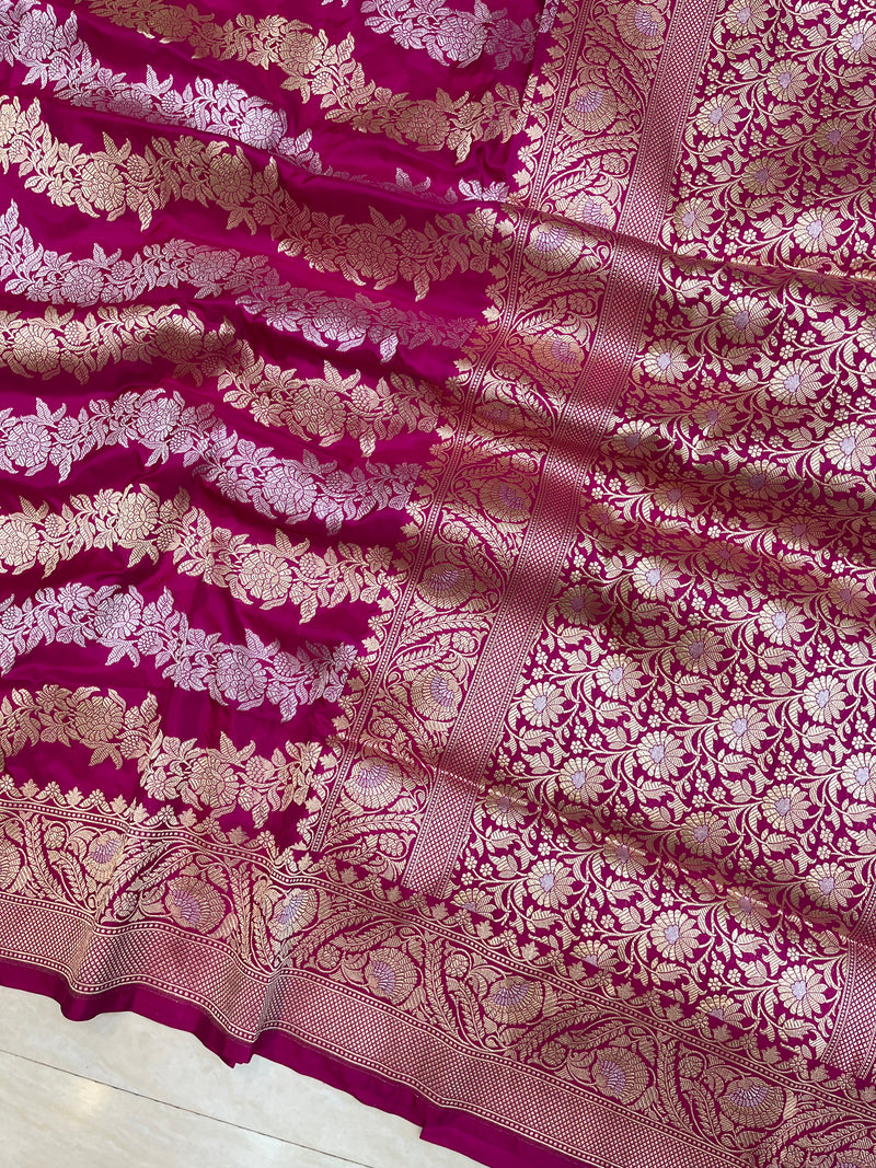 Pure Katan Silk Banarasi Handloom Saree - All over Sona Roopa work - The Handlooms