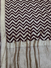 Brown Khaddi Georgette Handloom Banarasi Saree - The Handlooms