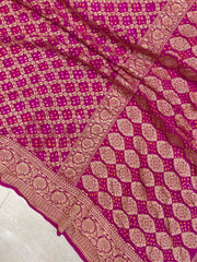 Pure Georgette Banarasi Bandhej Handloom Saree - The Handlooms
