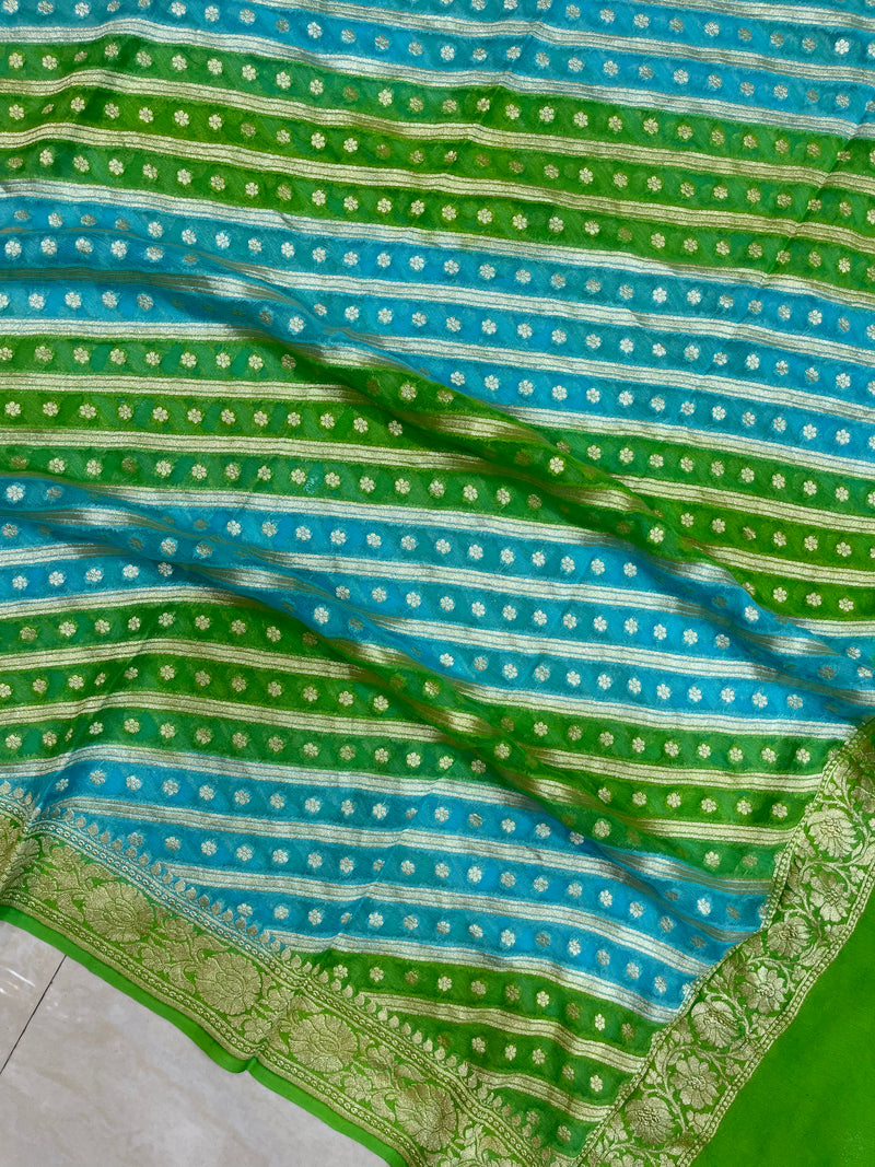 Pure Khaddi Georgette Dupatta - water zari - The Handlooms