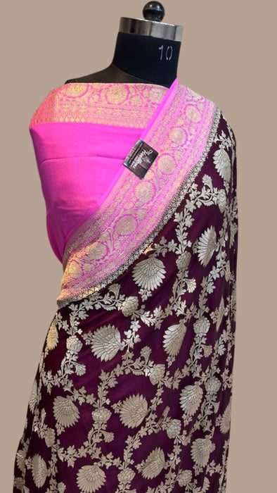 Buy Pearl Pink Banarasi Khaddi Georgette Saree online-Karagiri