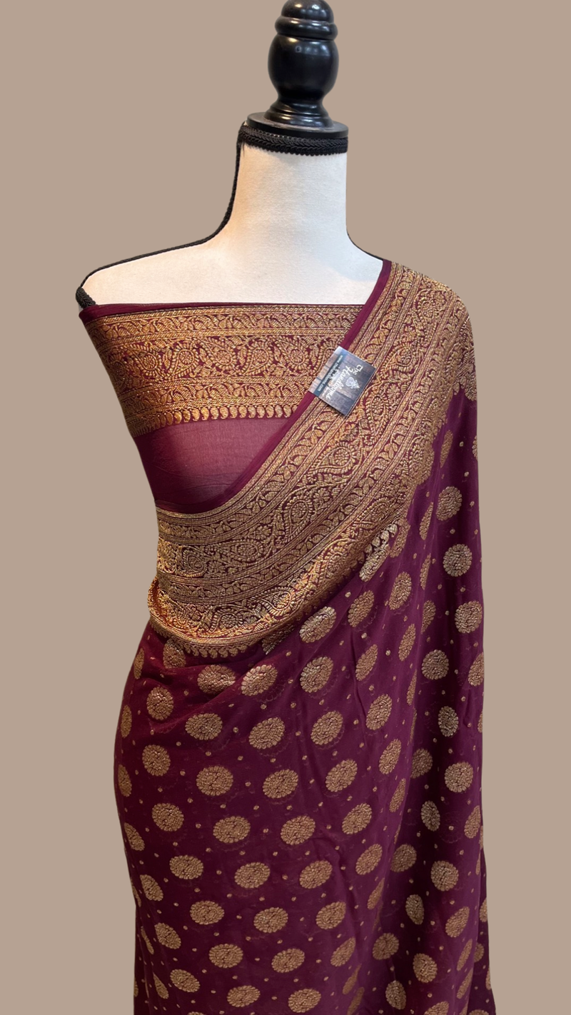 Khaddi Georgette Banarasi Saree -  Antique zari - The Handlooms
