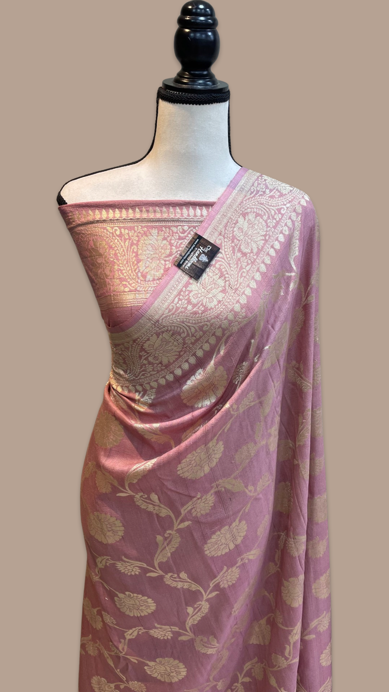 Tussar Georgette Handloom Banarasi Saree - All over Jaal Work - The Handlooms