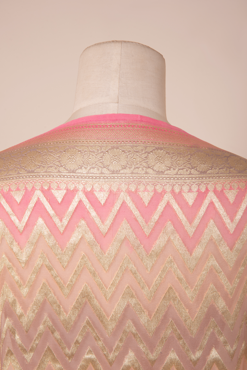 Pure Khaddi Georgette Dupatta - water zari - The Handlooms