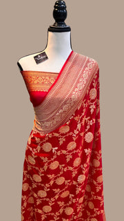 Khaddi Georgette Banarasi Saree - Gold zari - The Handlooms