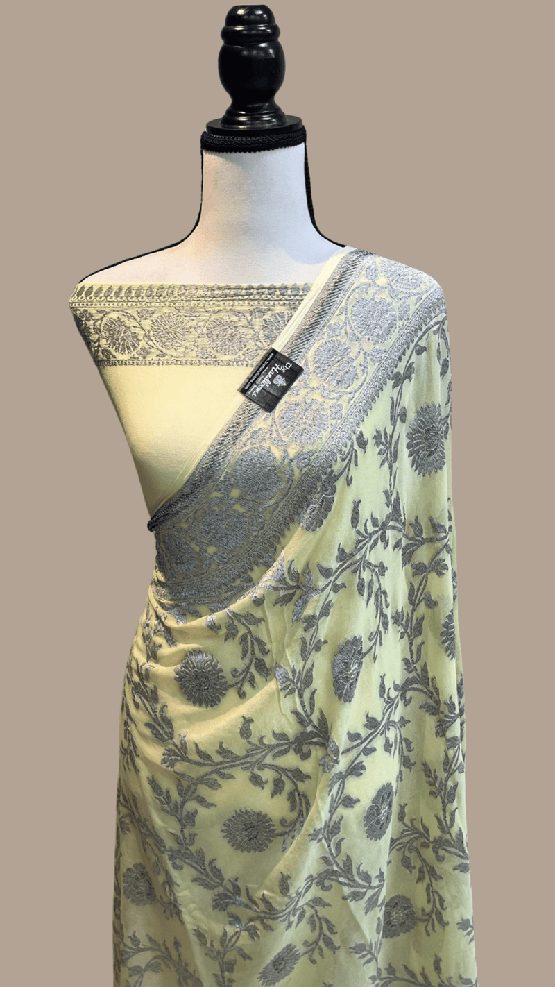 Khaddi Georgette Banarasi Saree -  Antique zari - The Handlooms