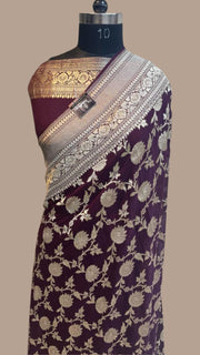 Khaddi Georgette Handloom Banarasi Saree - The Handlooms
