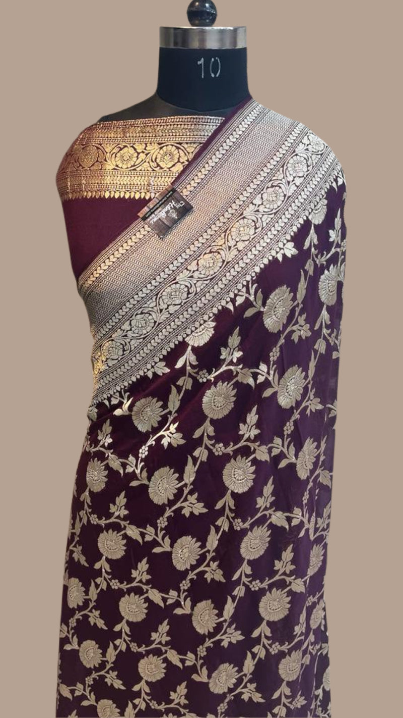 Khaddi Georgette Handloom Banarasi Saree - The Handlooms