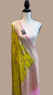 Pure Khaddi Georgette Dupatta - water zari - The Handlooms