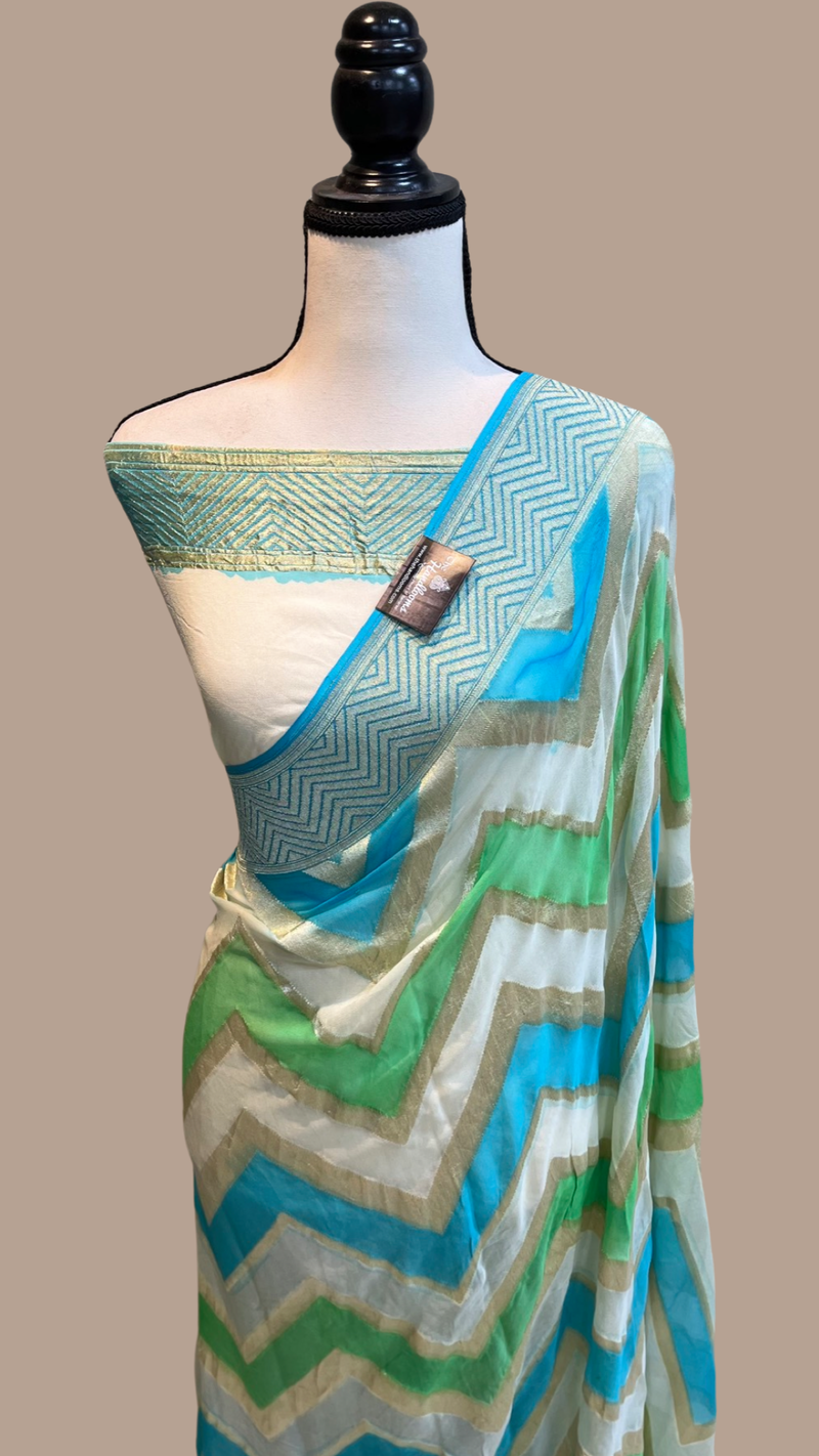 Khaddi Georgette Handloom Banarasi Saree - The Handlooms
