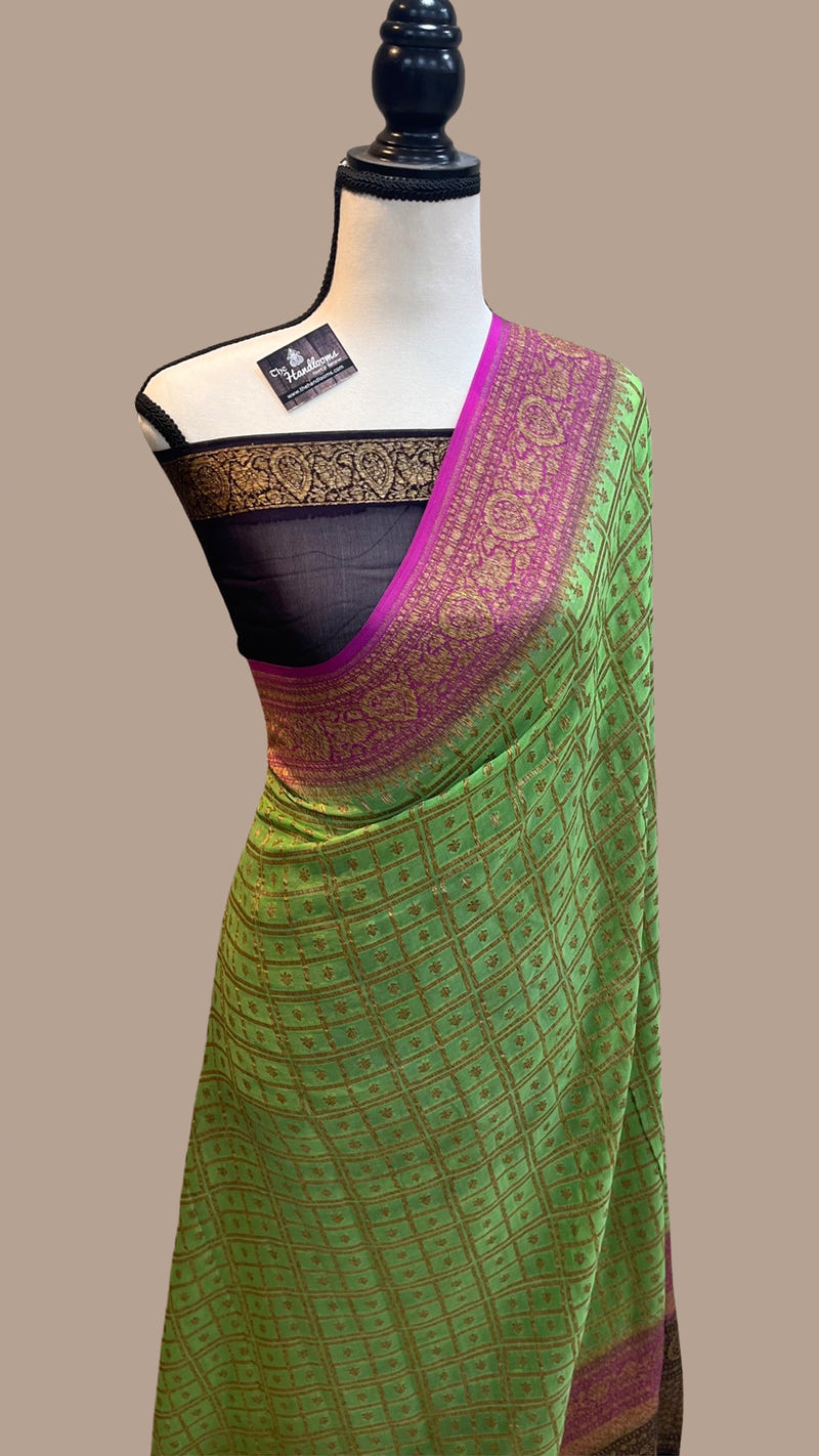 Khaddi Georgette Banarasi Saree -  Antique zari - The Handlooms