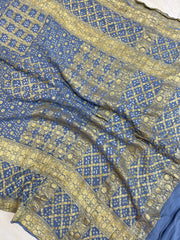 Pure Georgette Banarasi Bandhej Handloom Dupattta - The Handlooms