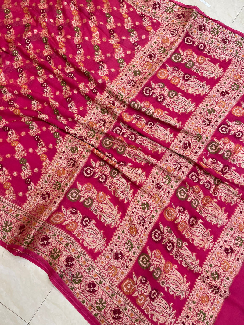 Pure Chiffon Khaddi Banarasi Saree - The Handlooms