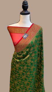 Khaddi Georgette Banarasi Saree -  Antique zari - The Handlooms
