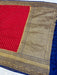 Red with blue Khaddi Georgette Banarasi Saree -  Antique zari - The Handlooms