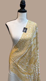 Pure Khaddi Georgette Dupatta - gold zari - The Handlooms