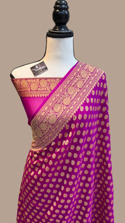Khaddi Georgette Banarasi Saree -  Gold zari - The Handlooms