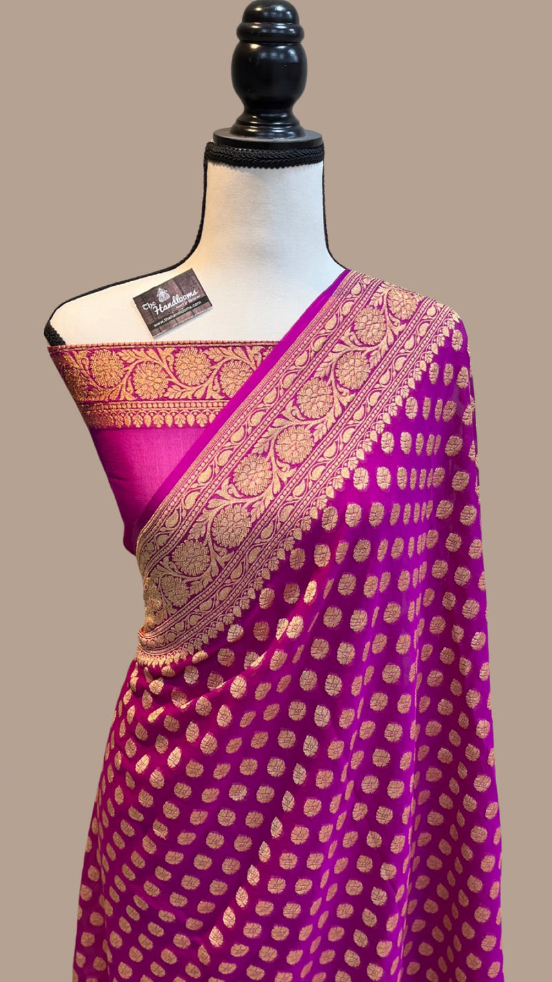 Khaddi Georgette Banarasi Saree -  Gold zari - The Handlooms