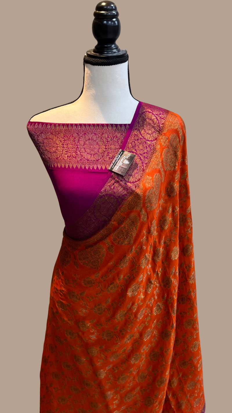 Pure Chiffon Khaddi Banarasi Saree - The Handlooms