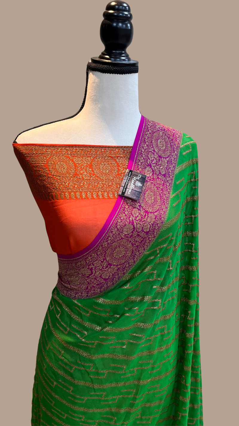 Khaddi Georgette Banarasi Saree -  Antique zari - The Handlooms