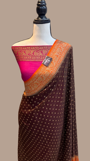 Khaddi Georgette Banarasi Saree -  Antique zari - The Handlooms