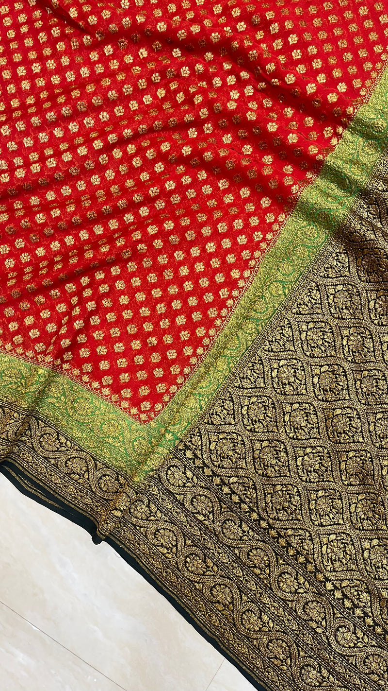 Khaddi Georgette Banarasi Saree -  Antique zari - The Handlooms