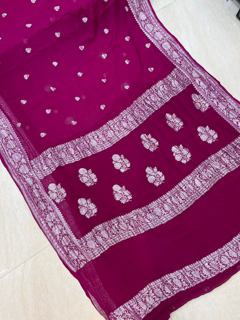Pure Georgette Banarasi Handloom Saree - The Handlooms