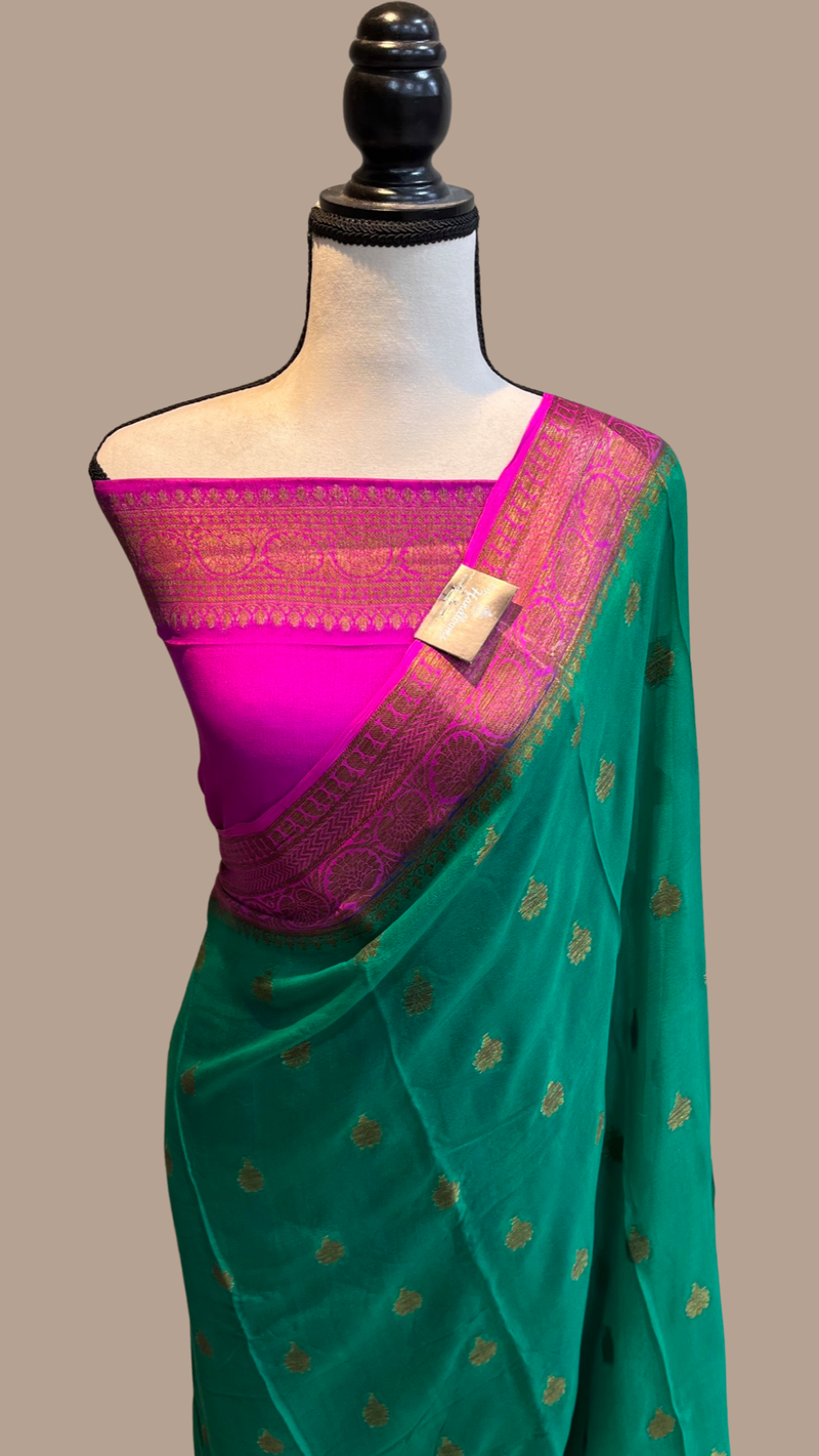 Pure Chiffon Khaddi Banarasi Saree - The Handlooms