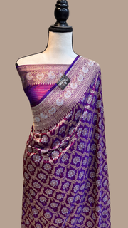 Pure Katan Silk Banarasi Handloom Saree - All over Sona Roopa Jaal work - The Handlooms