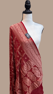 Pure Georgette Banarasi Bandhej Handloom Dupatta - The Handlooms