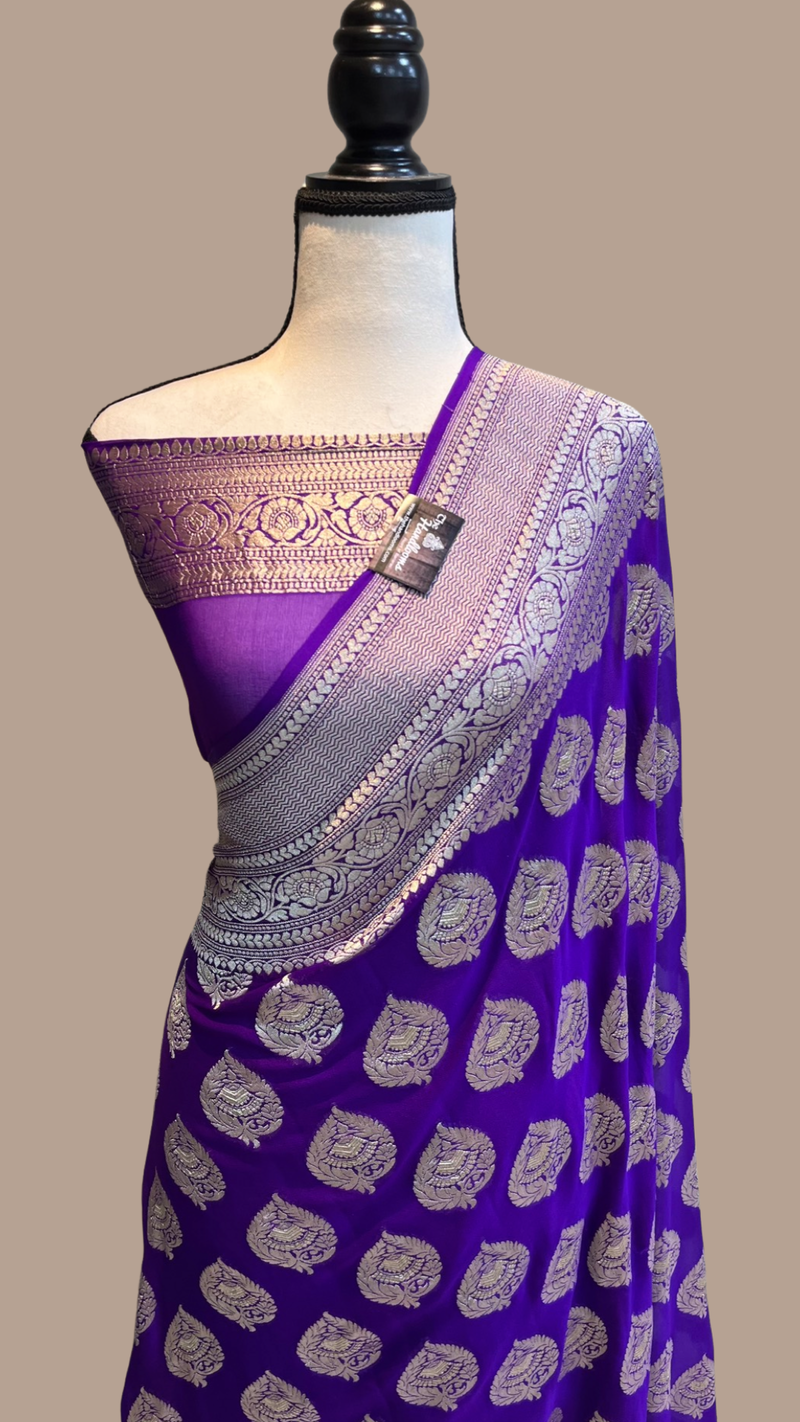 Khaddi Georgette Handloom Banarasi Saree - The Handlooms