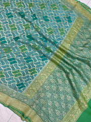 Khaddi Georgette Handloom Banarasi Saree - Gold Zari - The Handlooms