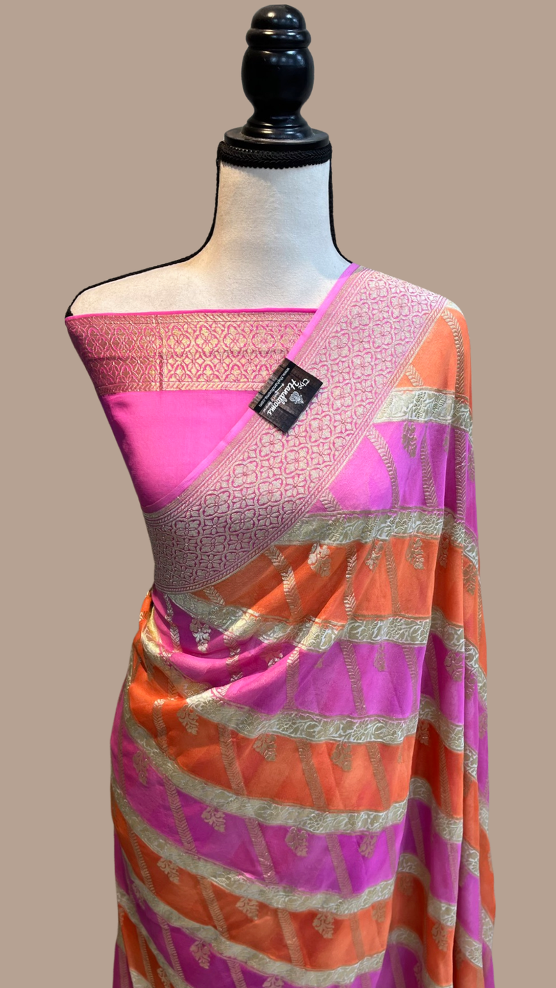 Khaddi Georgette Handloom Banarasi Saree - The Handlooms