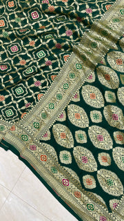 Pure Georgette Banarasi Handloom Saree - with meenakari work - The Handlooms