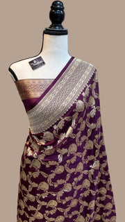 Pure Katan Silk Banarasi Handloom Saree - All over Jaal work - The Handlooms