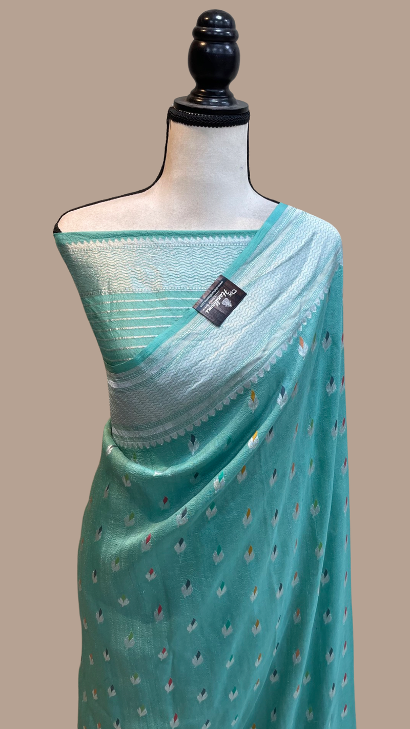 Pure Tussar Georgette Handloom Banarasi Saree - Tilfi - The Handlooms