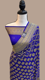 Pure Georgette Banarasi Bandhej Handloom Saree - The Handlooms